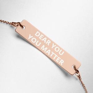 YOU MATTER Engraved Silver Bar Chain Bracelet (Rose Gold and Black Rhodium)