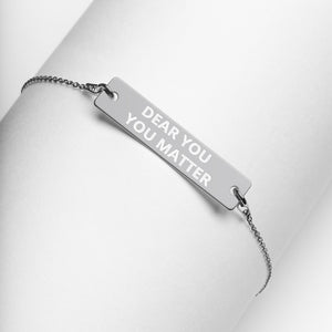 YOU MATTER Engraved Silver Bar Chain Bracelet (Rose Gold and Black Rhodium)