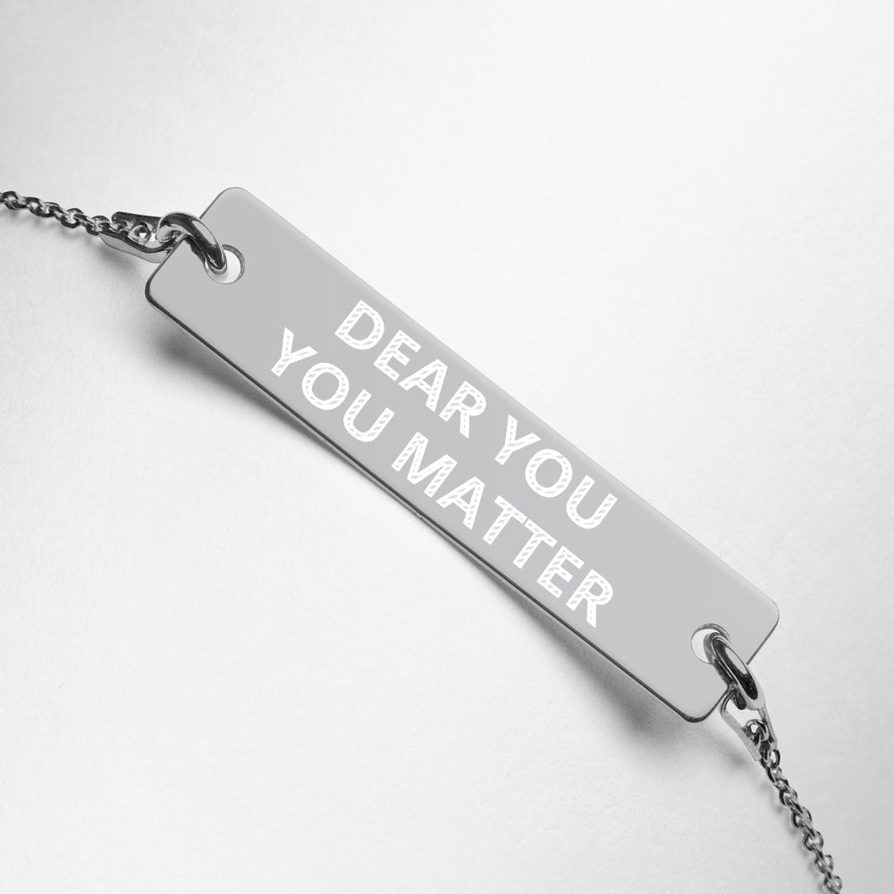 YOU MATTER Engraved Silver Bar Chain Bracelet (Rose Gold and Black Rhodium)