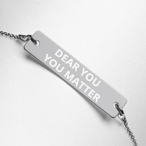 YOU MATTER Engraved Silver Bar Chain Bracelet (Rose Gold and Black Rhodium)